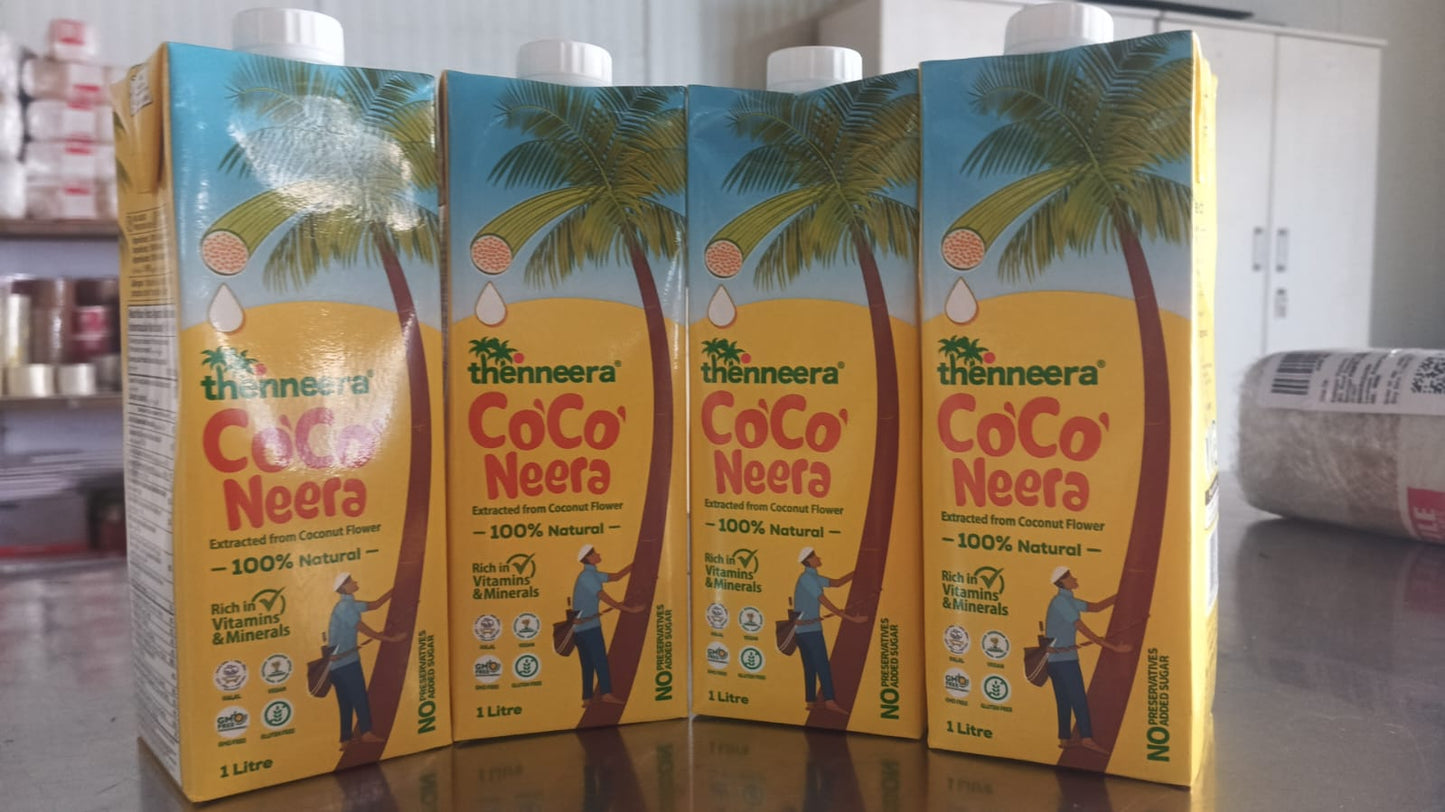 Thenneera (Coco Neera) – 1 Litre Natural Energy Drink (Pack 0f 4)