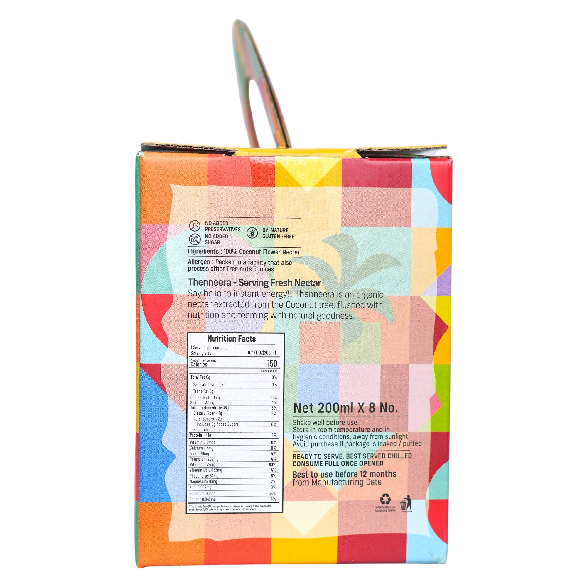 thenneera Energy, Organice and Healthy gift box Nutrition Information Label