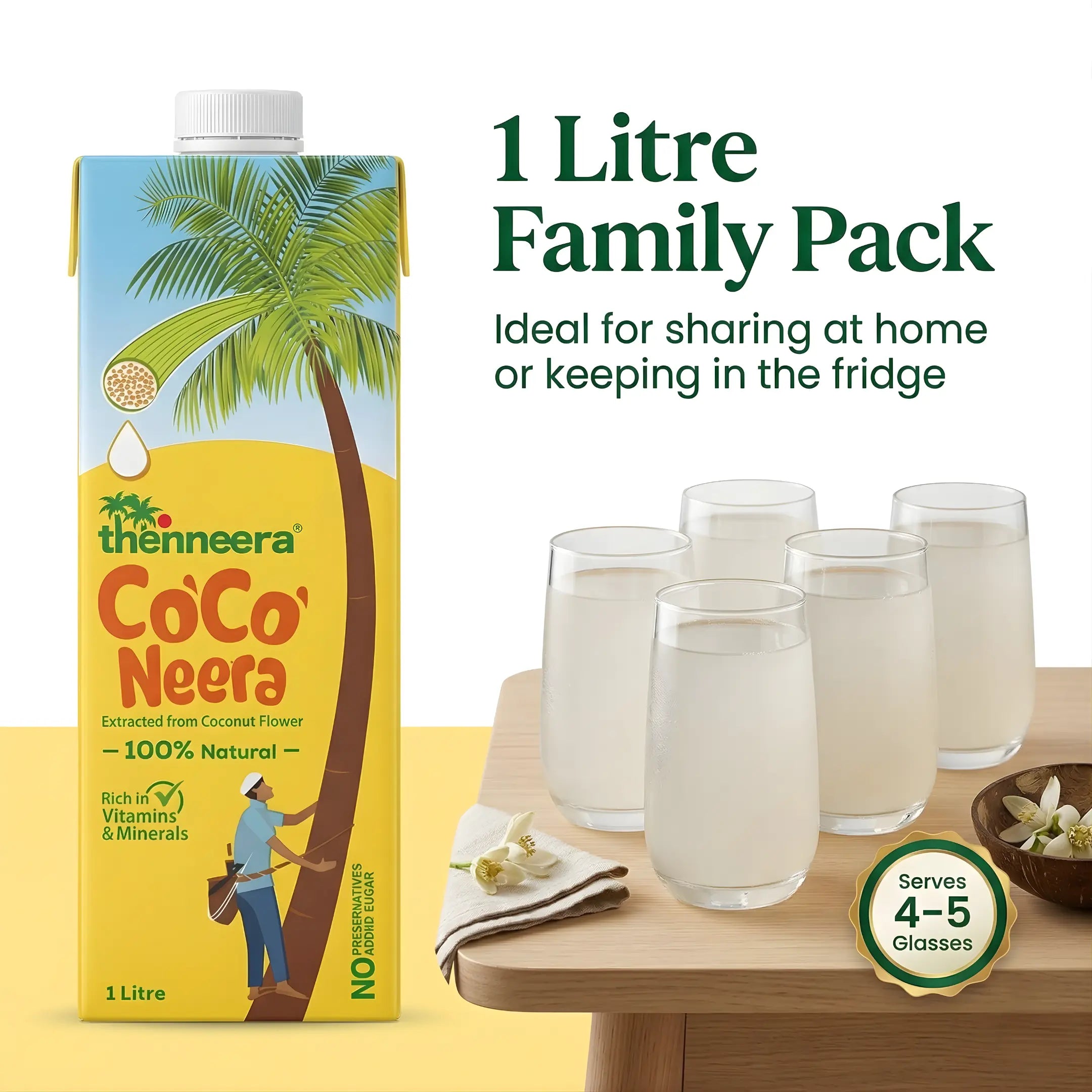 Thenneera Organic Energy Drink, 1000ml - Pack of 8 | Rich in Electrolytes & Anti-Oxidants | Pure & Refreshing nutrient-rich Coconut Sap | No Added Sugar, Preservative & Flavour| Naturally Gluten Free (Copy) (Copy)