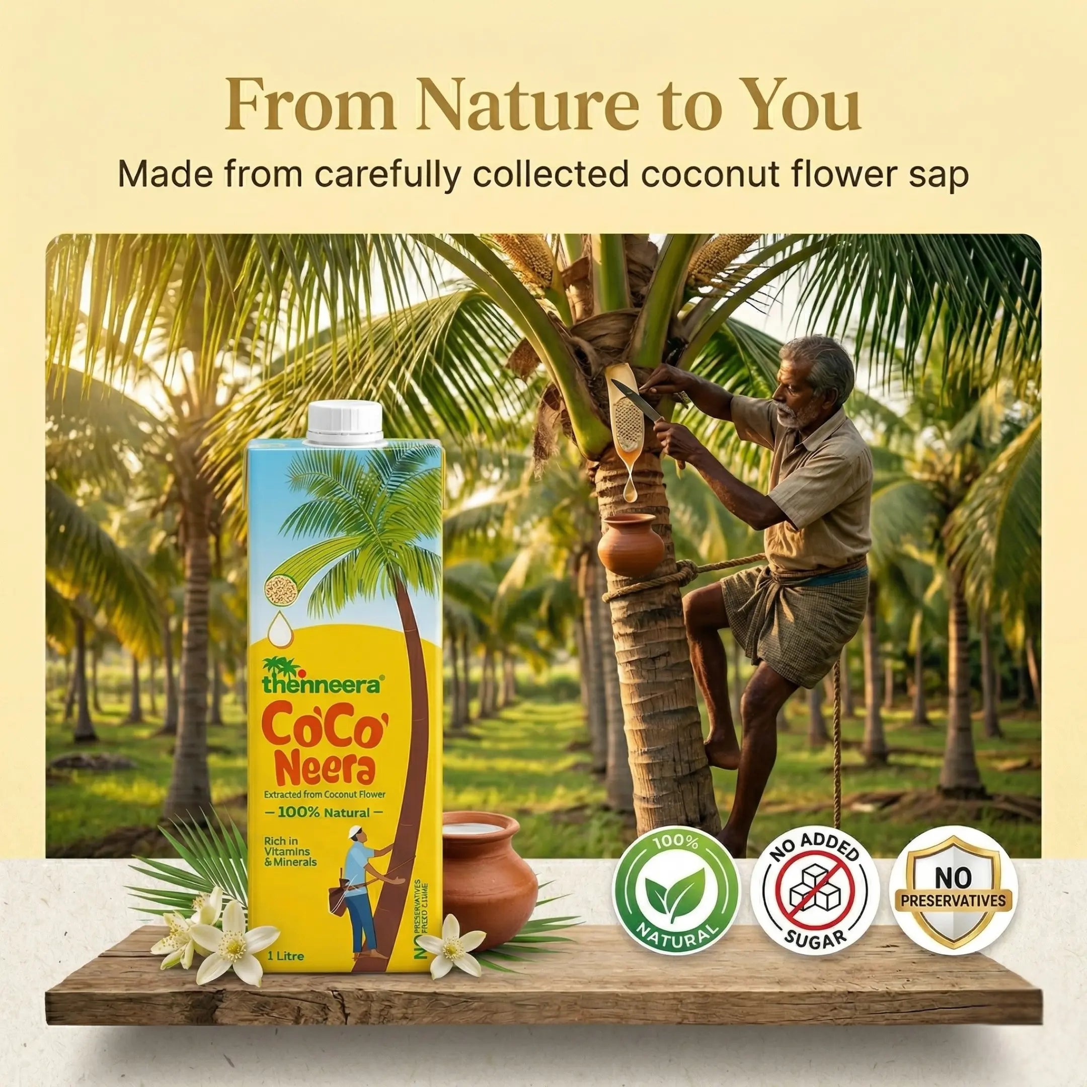 Thenneera Organic Energy Drink, 200ml | Pack of 30 | Rich in Electrolytes & Anti-Oxidants | Pure & Refreshing nutrient-rich Coconut Sap | No Added Sugar, Preservative & Flavour| Naturally Gluten Free